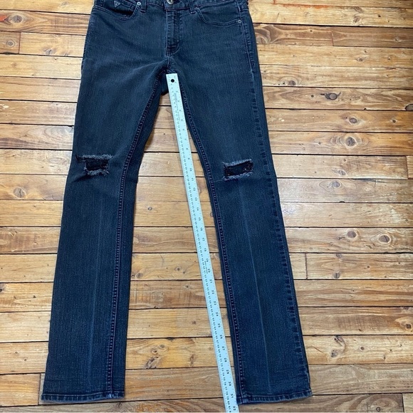GUESS mens black skinny jeans ripped knees faded size 31 stretchy Denim - Picture 11 of 13